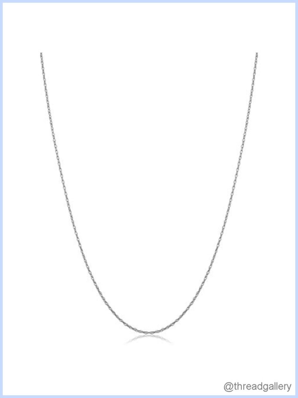 10k White Gold Rope Chain Necklace 18 Inch Thin Lightweight Spring Ring